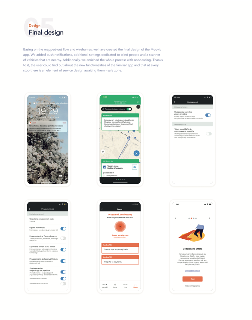 Moovit final interface screens